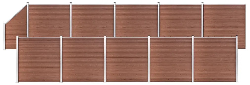 vidaXL Set panouri gard, 10 pătrate + 1 oblic, maro, 1830x186 cm, WPC
