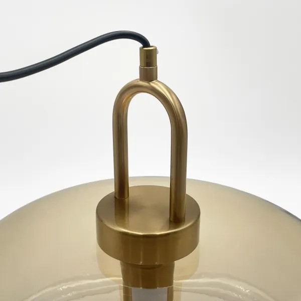 Lustră cu cablu AMAYA 1xE27/15W/230V aurie/bej fumuriu