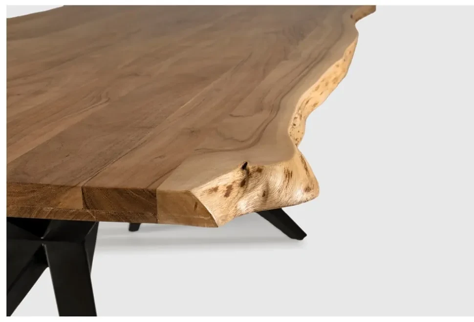 Masă de dining în culoare naturală cu blat din lemn de acacia 100x200 cm Mudri – Marckeric