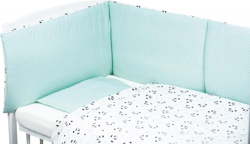 Set de pat pentru bebelusi Blue Panda - 3 piese, 100% bumbac