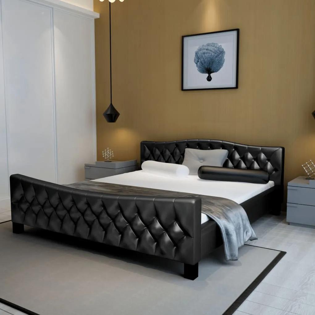244254 vidaXL Cadru de pat din piele artificială, 180 x 200 cm, negru