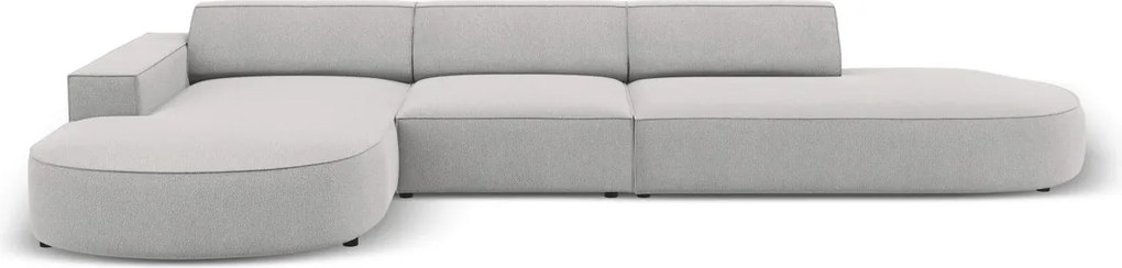 Coltar stanga 4 locuri, Jodie, Micadoni Home, BL, forma rotunjita, 342x166x70 cm, poliester, gri deschis