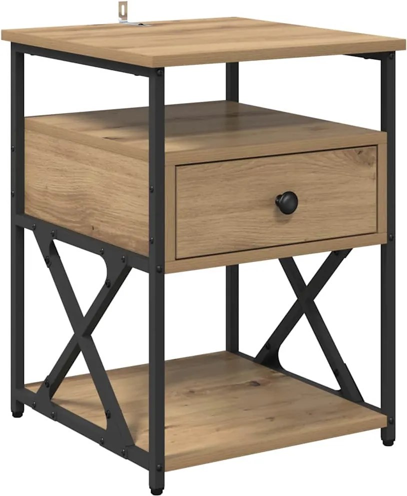 vidaXL Dulap de noapte Stejar Artizanal 40 x 42 x 55 cm Lemn compozit