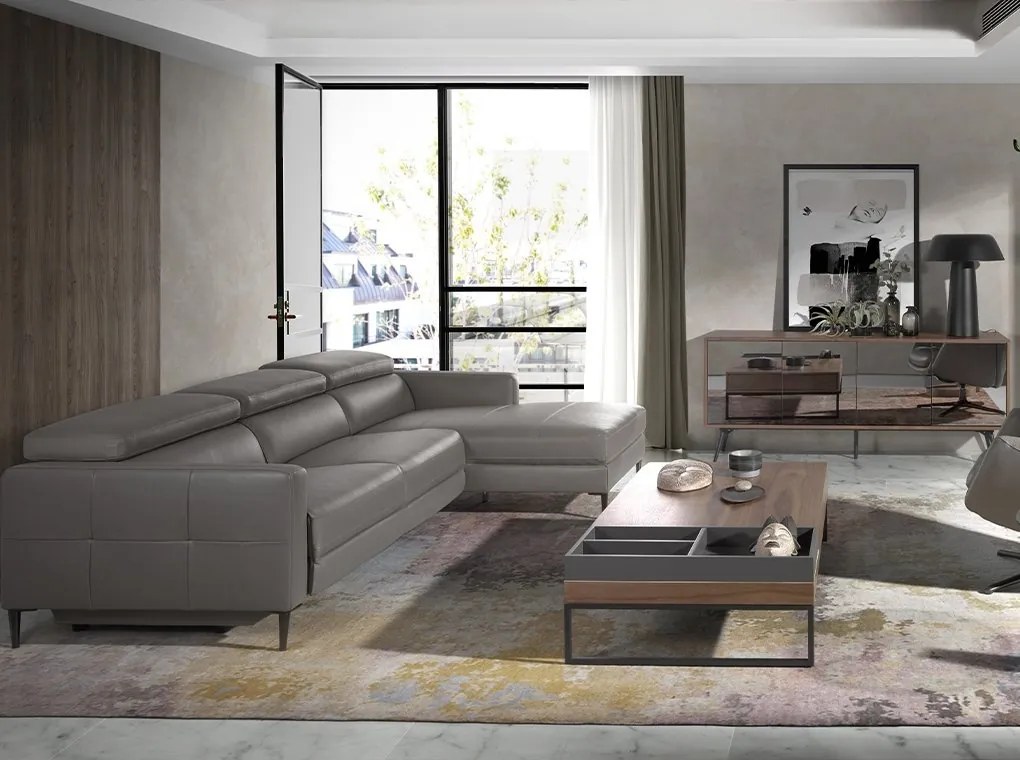 Coltar LUX design italian cu sezlong dreapta si functia relax Serena