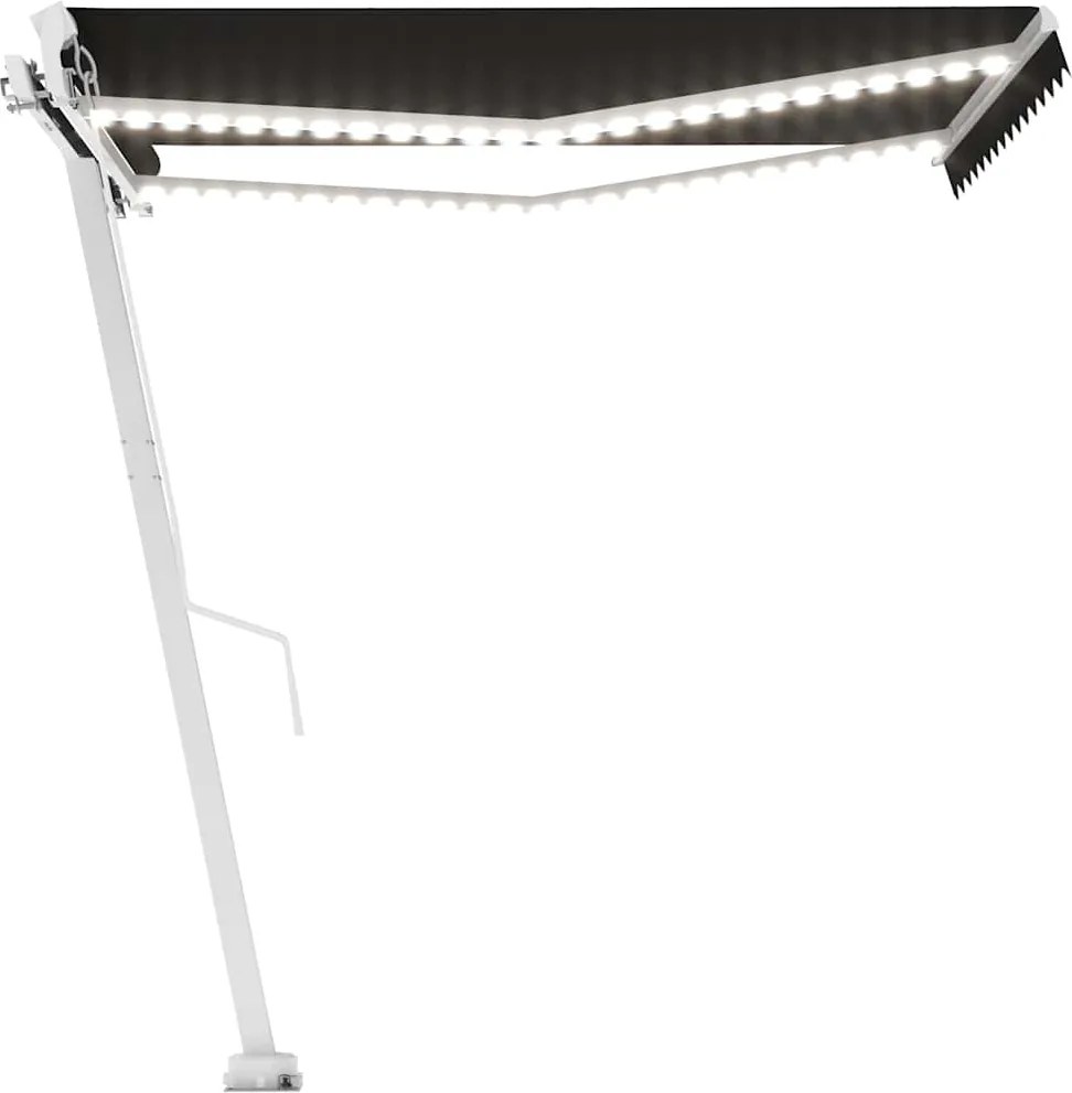 vidaXL Copertină retractabilă manual cu LED, antracit, 350x250 cm
