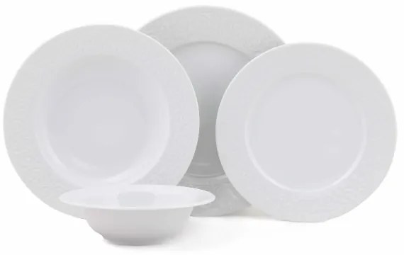 Set de masă, 24 piese, alb/porțelan