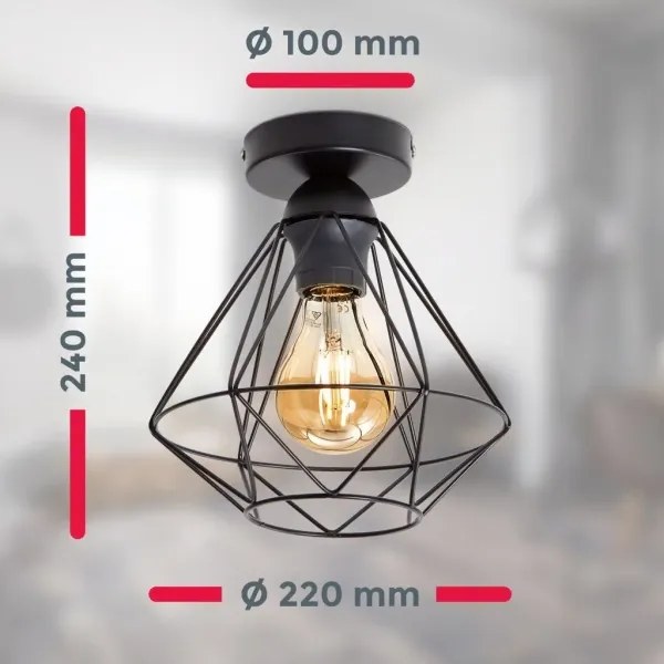 Plafonieră neagră pentru tavan 1xE27/40W/230V