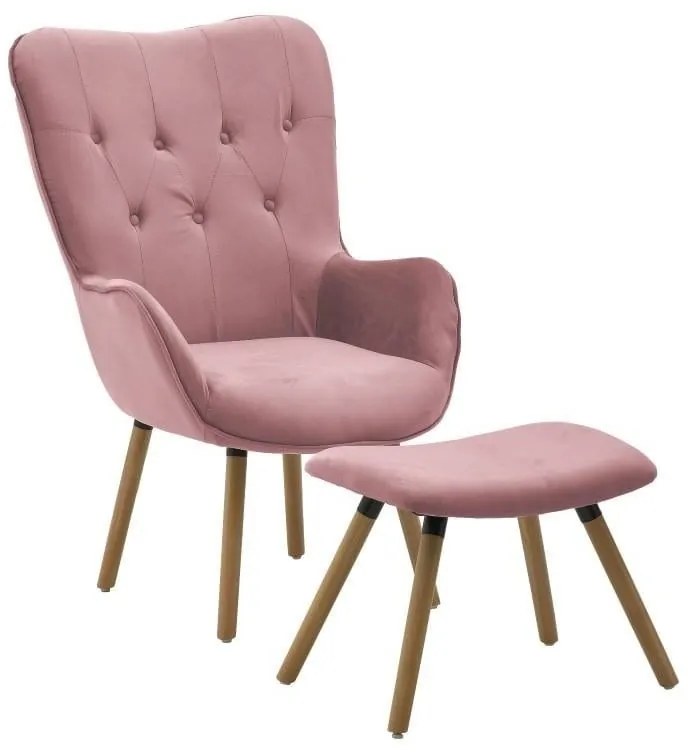 Set fotoliu si suport de picioare Pink Footrest 105 cm
