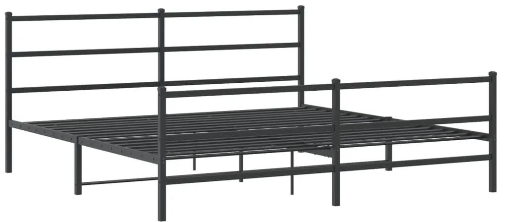 355390 vidaXL Cadru pat metalic cu tăblii de cap/picioare, negru, 200x200 cm