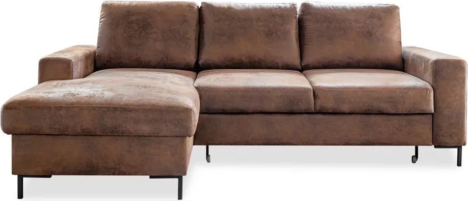 Colțar extensibil din imitație de piele cu șezlong pe partea stângă Miuform Lofty Lilly Vintage, maro