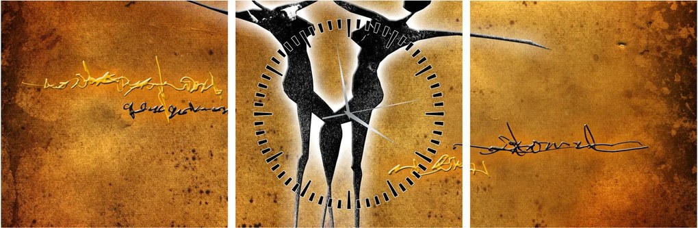 Tablou perechii dansând pictate (cu ceas) (90x30 cm)