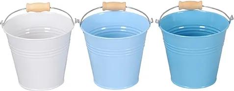 Ghiveci Bucket din metal alb/albastru 11 cm - 3 modele