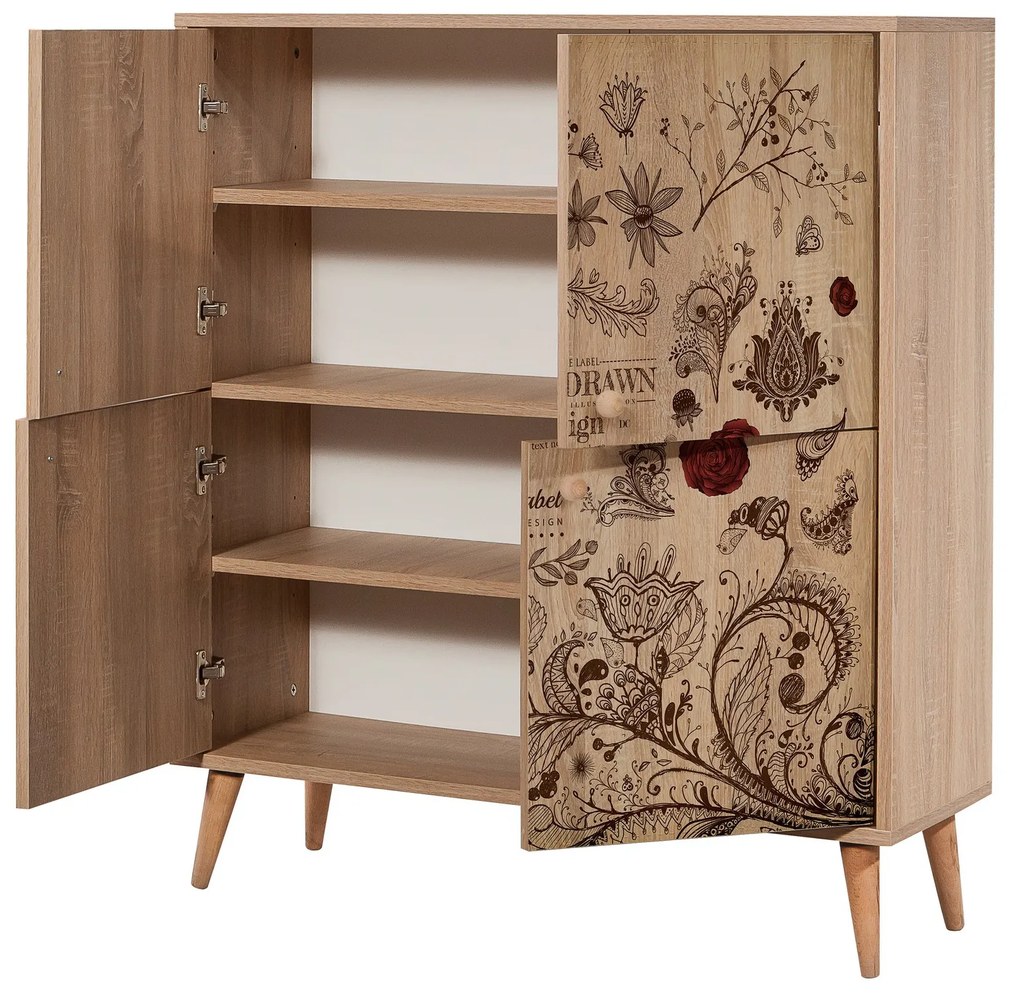 Mobilier pentru hol Maluxe 731 (Stejar sonoma + Piatră). 1089071