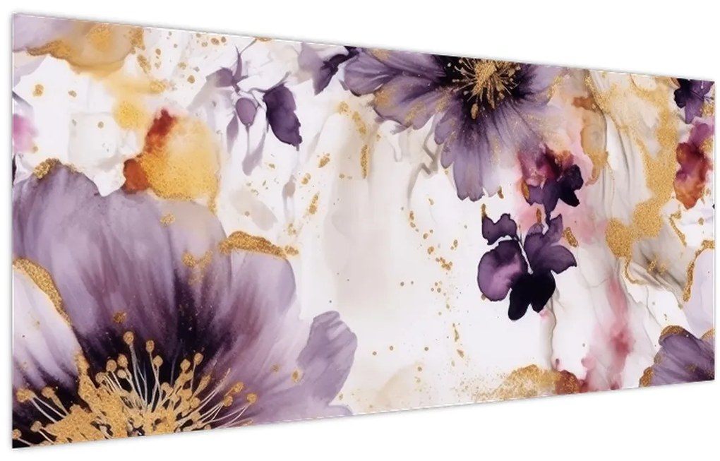 Tablou - Acuarelă flori (120x50 cm)