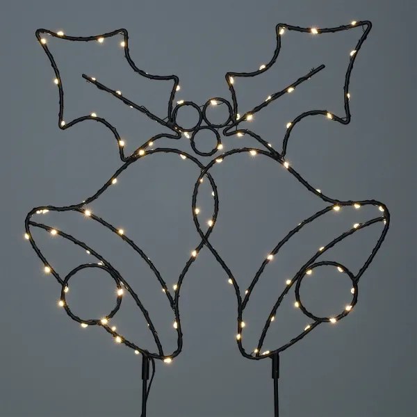 Solight 1V289 - Decorațiune LED de exterior pentru Crăciun, 100 LED/3xAA, IP44, lumină caldă, clopoței