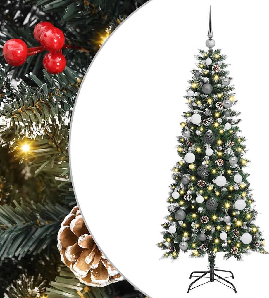 vidaXL Brad de Crăciun artificial Verde 150 cm PVC și Plastic și Oțel