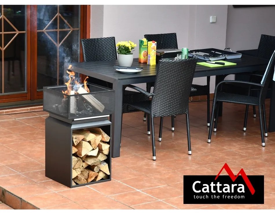 Cattara Focar portabil cu grilă Cube, 74 cm