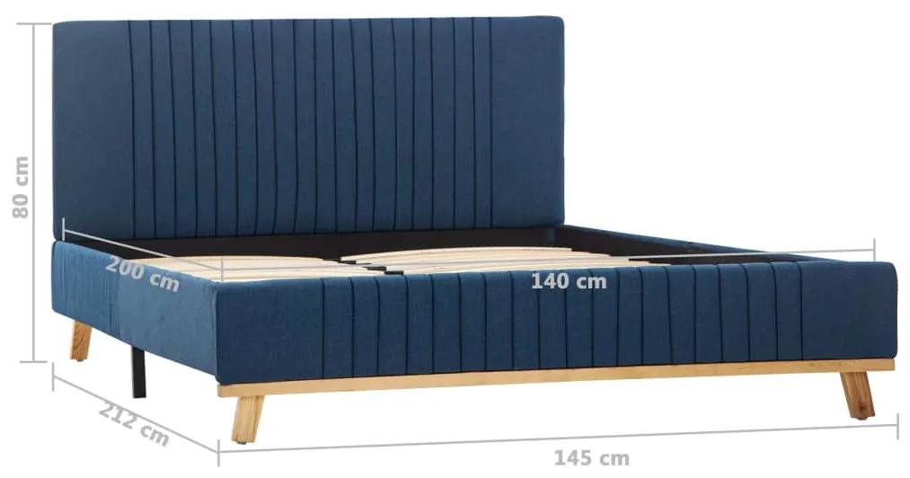 Cadru de pat, albastru, 140 x 200 cm, material textil Albastru, 140 x 200 cm