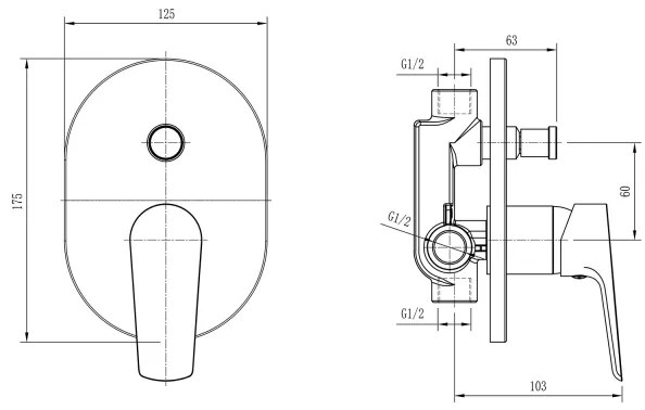 Set de duș pentru instalare ascunsă Aqualine LOTTA negru mat