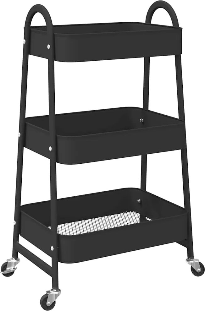 vidaXL Cărucior de depozitare 3 niveluri negru 42x41,5x77 cm oțel