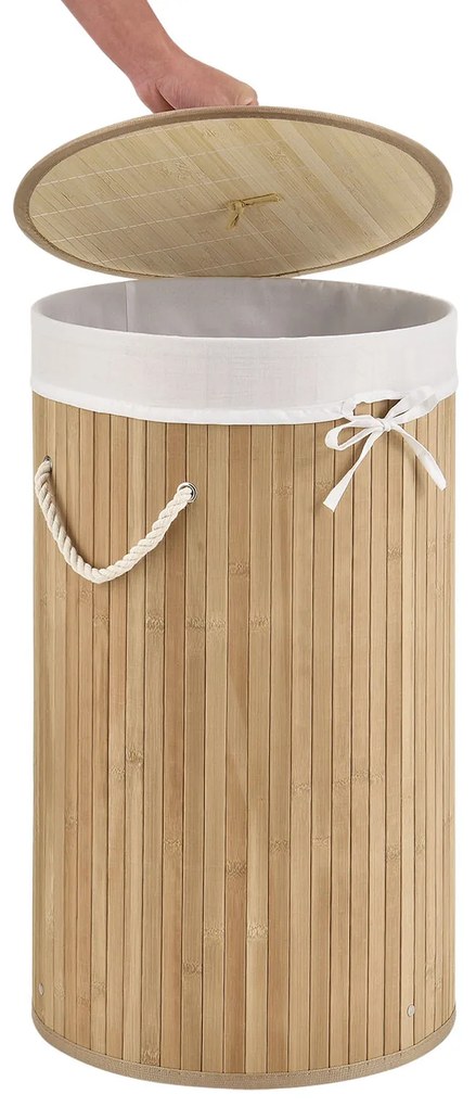 Juskys Coș de rufe din bambus Curly Round - natural