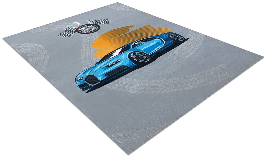 BAMBINO 41730 covor lavabil Mașină, cursă pentru copii anti-alunecare - gri / albastre
