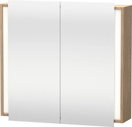 Dulap cu oglinda si iluminare Duravit Ketho 80x75cm, stejar european