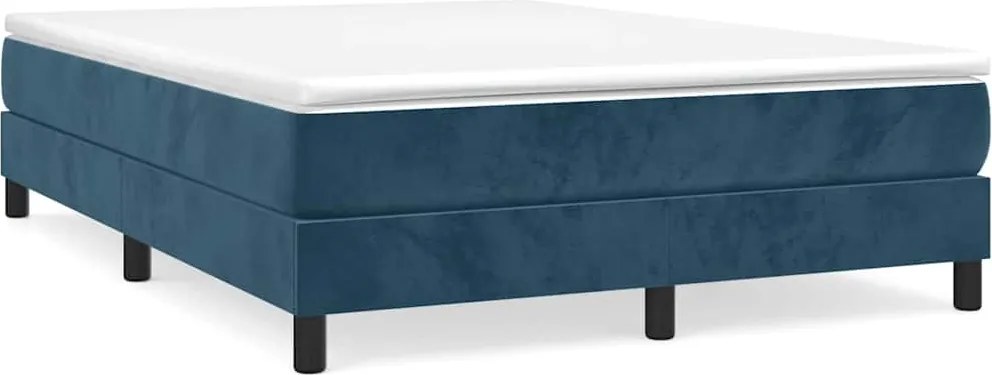 vidaXL Cadru de pat cu arcuri, albastru închis, 140x190 cm, catifea