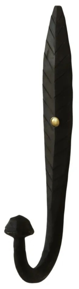 Cuier negru, din metal, cu agatatoare, model frunza, Ria