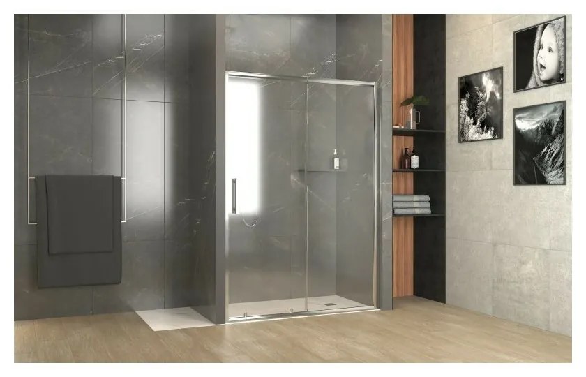 Usa de nisa glisanta Inter Ceramic sticla transparenta fumurie 5 mm profil crom lucios 120 cm