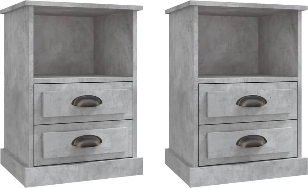 vidaXL Noptiere, 2 buc., gri beton, 43x36x60 cm