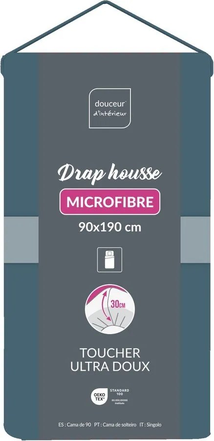 Cearceaf albastru din microfibră cu elastic 90x190 cm Oscar – douceur d'intérieur