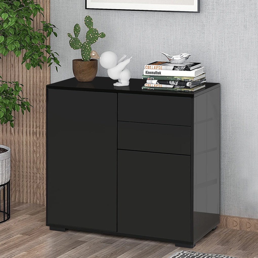 HOMCOM Mobilier multiuz cu 2 sertare si 2 dulapuri, deschidere cu presiune, 79x36x74cm | Aosom Romania