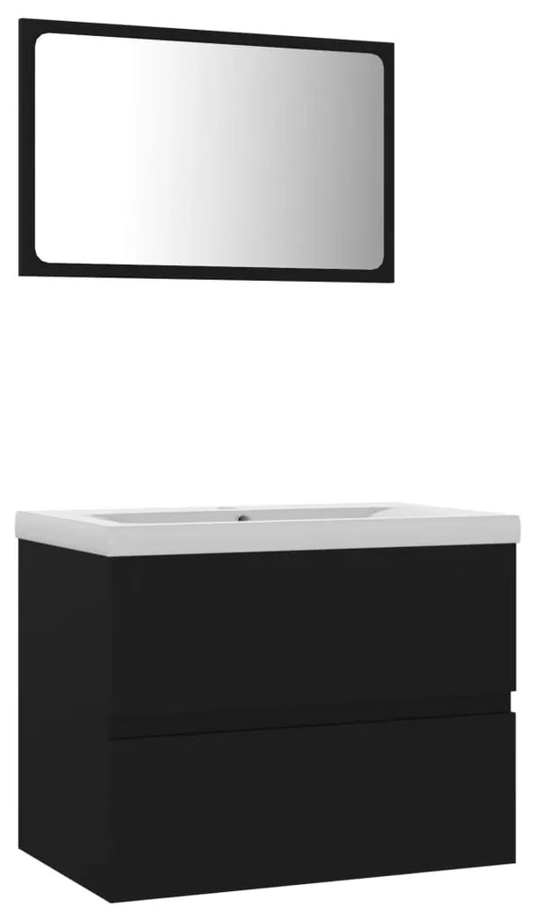 Set mobilier de baie, negru, lemn prelucrat