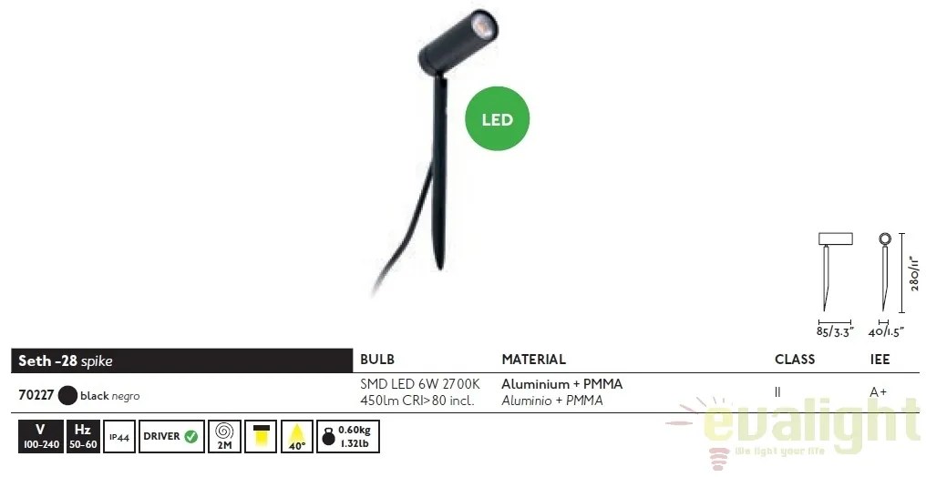 Tarus, proiector cu iluminat LED exterior IP44, SETH II 70227