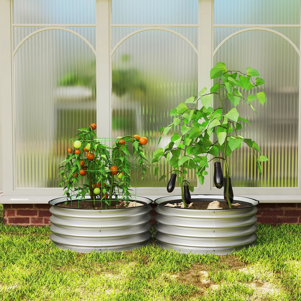 Outsunny Set 2 Paturi Înălțate de Gradină, Jardiniere Exterior cu Margine Protecție, Ideal pentru Flori și Legume, Design Ergonomic | Aosom Romania