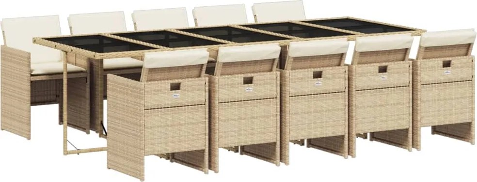 vidaXL Set mobilier de grădină cu perne, 11 piese, bej, poliratan