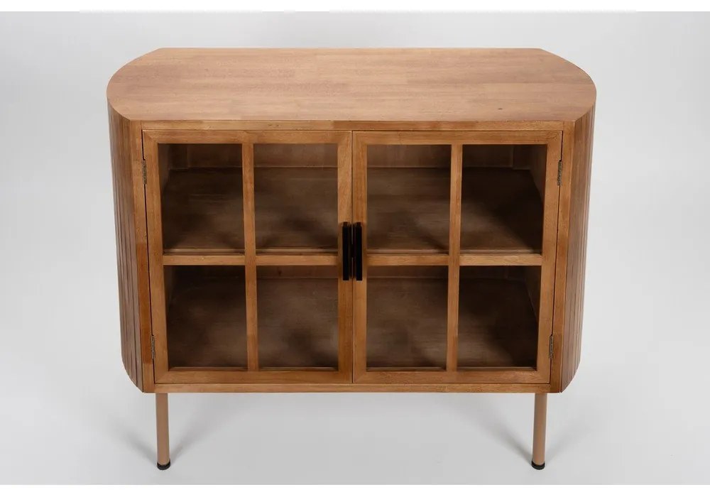 Vitrină în culoare naturală din lemn de arbore de cauciuc 100x80x38 cm Yaz – White Label