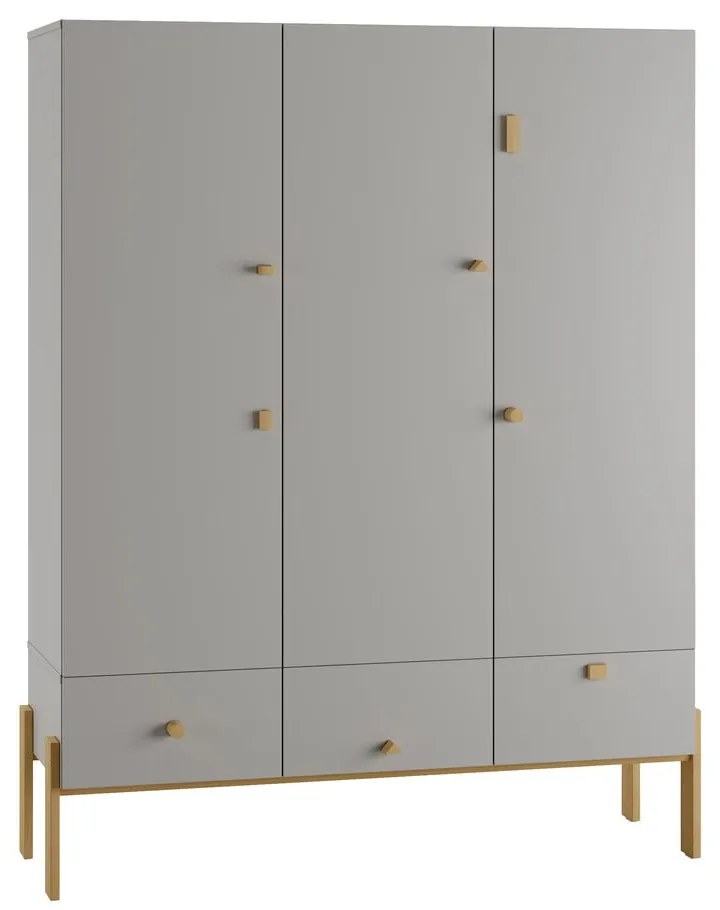 Șifonier de copii gri deschis 150x170 cm Cube - Pinio