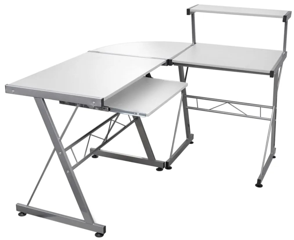 vidaXL Birou de computer colțar, alb, 132x112x99 cm, lemn prelucrat