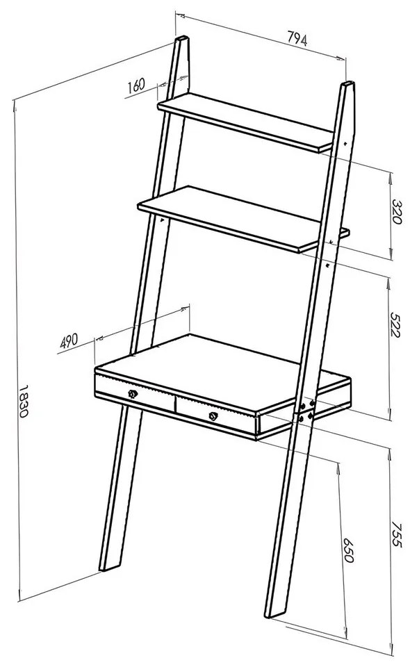 Suport cu blat tip birou și sertar Ragaba Leno, alb