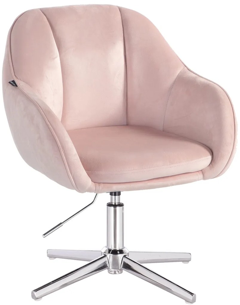 HR12055CROSS Scaun Roz Pudra din Catifea cu Bază Cromata
