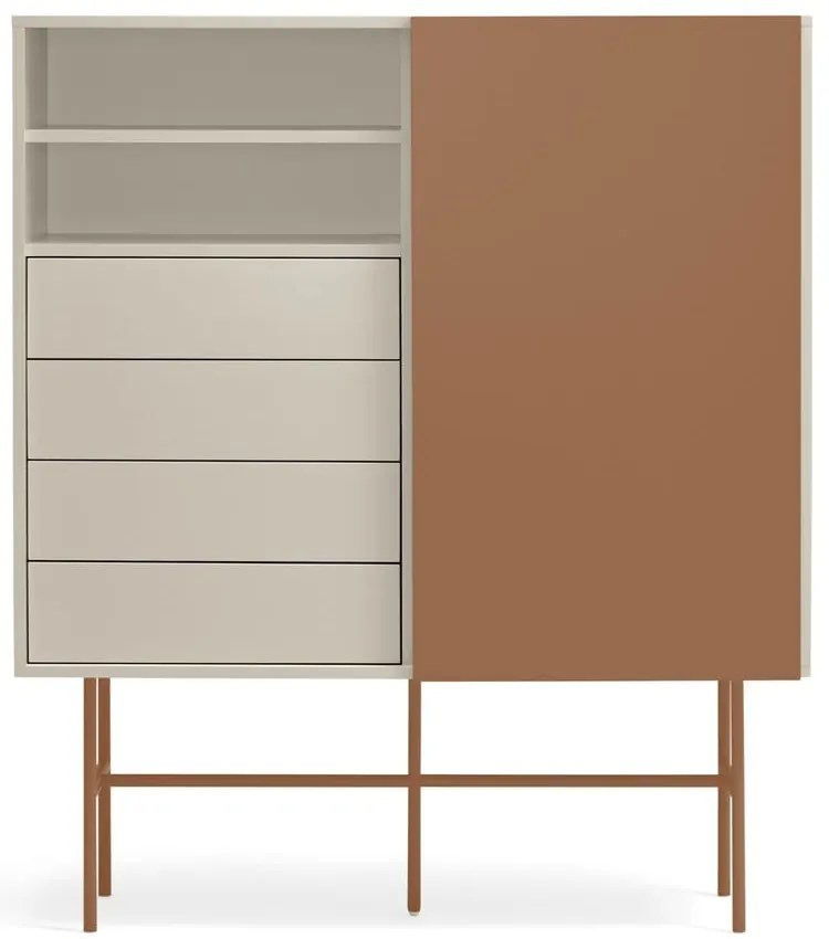 Comodă cărămizie-bej înaltă cu ușă glisantă 120x140 cm Nube – Teulat