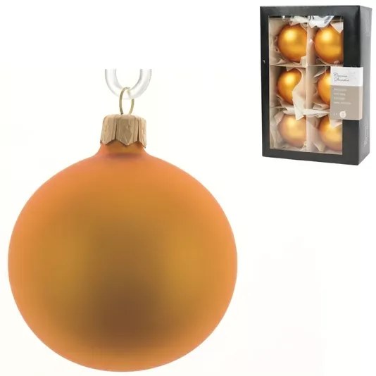 Set ornamente de Craciun din sticla MATTE GOLD 7 cm auriu, 6 buc