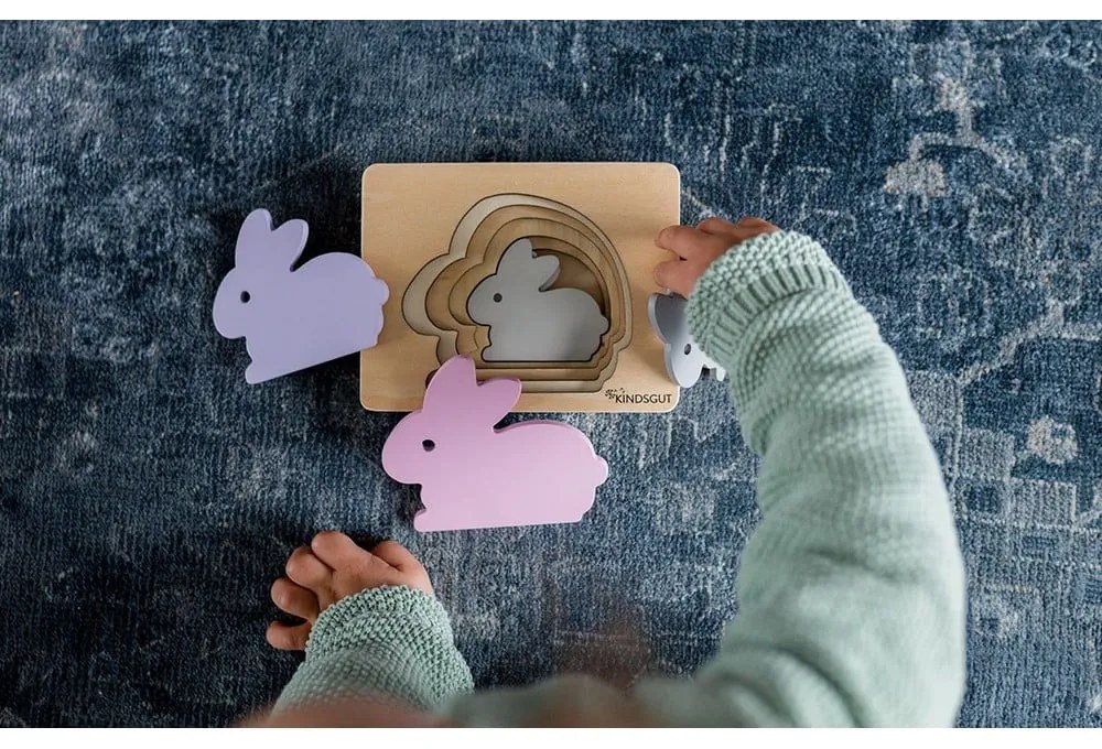Puzzle din lemn pentru copii Kindsgut Rabbit