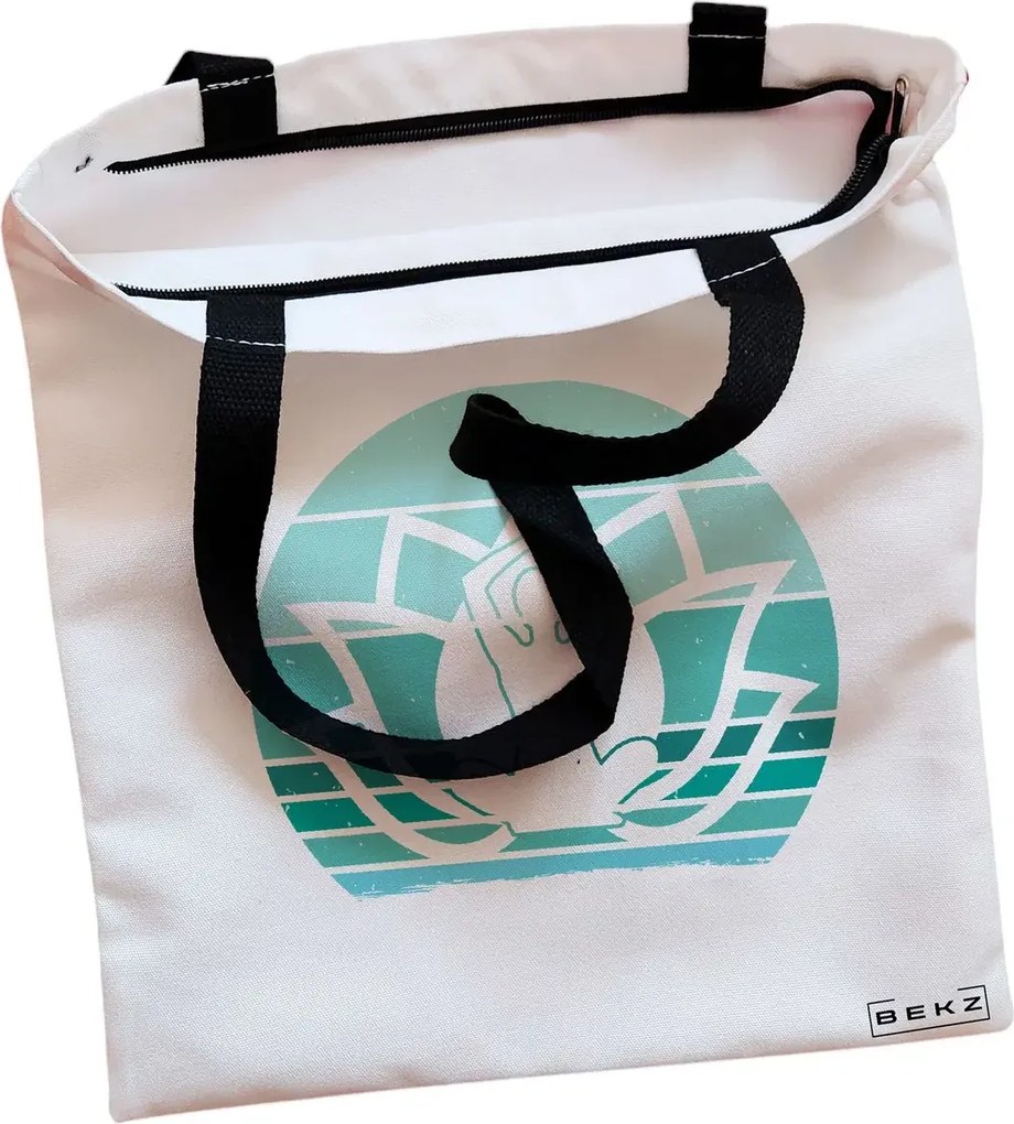 Sacosa de Panza pentru Cumparaturi, Geanta Tote, Yoga 13, Cu fermoar, 38x34.5 cm, Alba, BEKZ®