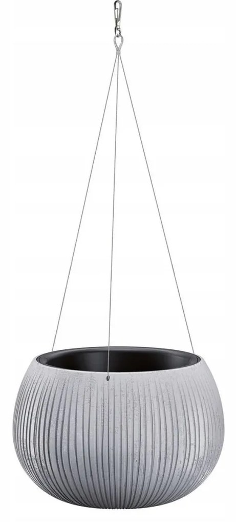 Ghiveci decorativ cu lant, rotund, gri, 2.3 L, 23.8x16.1 cm, Beton Bowl WS