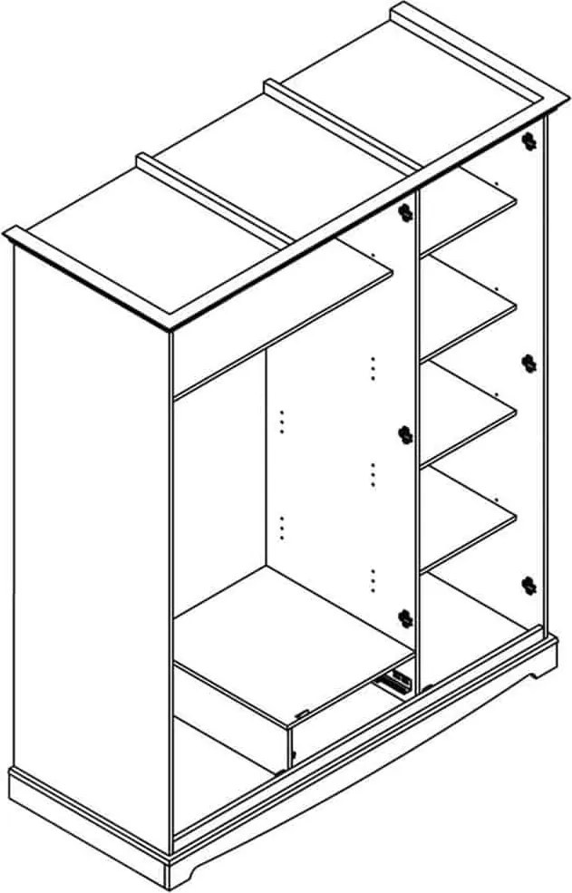Dulap lemn masiv alb Linea, 156 × 65 × 190 cm