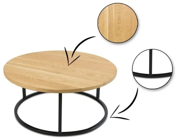 SET 2x măsuță de cafea OAKLOFT 38x90 cm negru/stejar