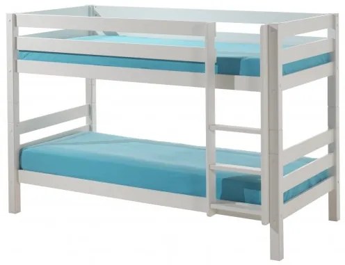 Pat supraetajat din lemn de pin pentru copii Pino Small Alb, 200 x 90 cm